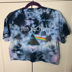 Pink Floyd Band Graphic Crop Tie-Dye T-Shirt